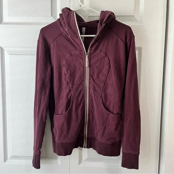 Lululemon Heavyweight Scuba Zip Up Hoodie in Heathered Burgundy Size 6 - Picture 1 of 8